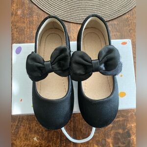 Toddler Black Kids Dress Shoes with Bow